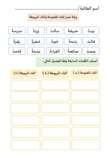 مهارة التاء المربوطة والتاء المفتوحة بأسلوب تفاعلي...