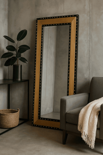 مرايا Rock خشبيه جلديه