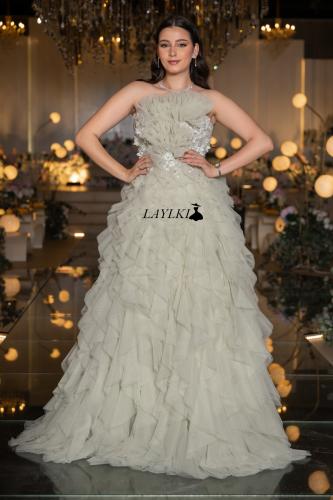 Light silver dress with luxurious tulle layers