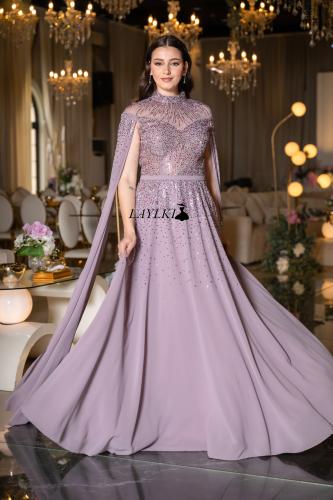 Light purple dress embroidered with a luxurious cape
