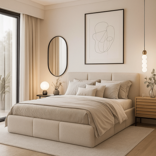 سرير مارسيلين ظهر 130 سم وقاعدة 30 سم وخشب 18 ملم