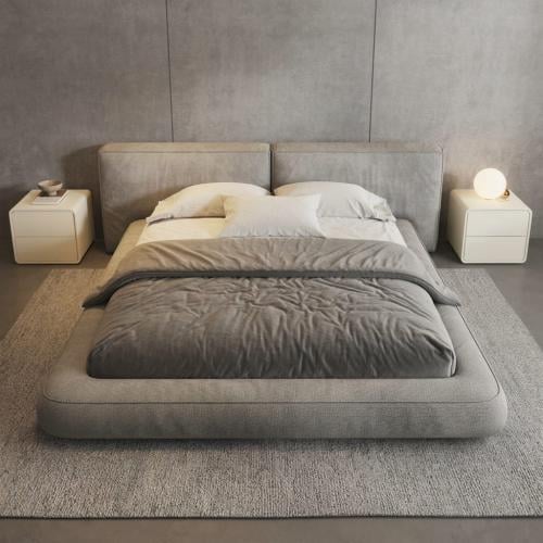 A Vellio bed with soft upholstery and a distinctive decorative touch