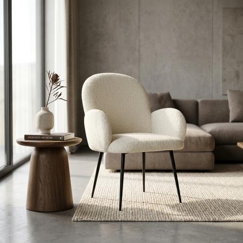 Modern chair with luxurious boucle fabric - white