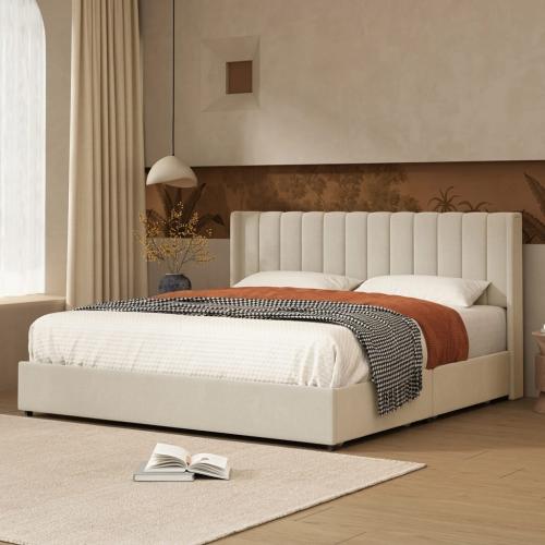 Milura bed with luxurious vertical lines headboard