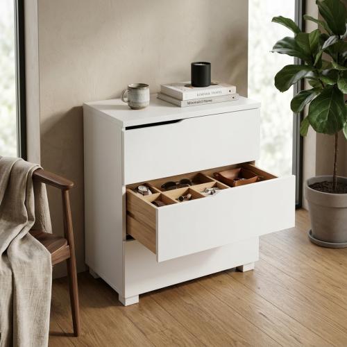Modern wooden drawer cabinet 3 drawers - white