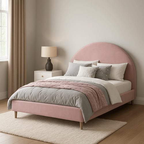 سرير بتصميم ناعم ومريح أورنيلا بخشب سويدي وتنجيد ع...