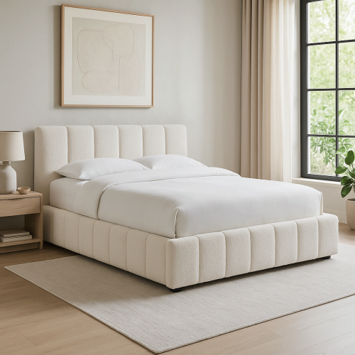 سرير خشب بتصميم عملي أليسيا بتنجيد عصري وخشب سويدي