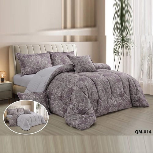 مفرش إليانة مشجر وجهين صيفي نفر ونص 4 قطع