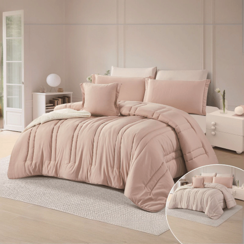 مفرش ريني صيفي وجهين - 4 قطع نفر ونص