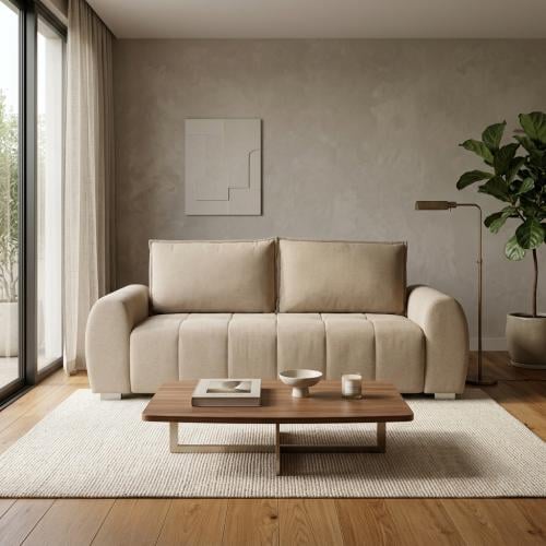 A comfortable two-seater sofa with an elegant mode...