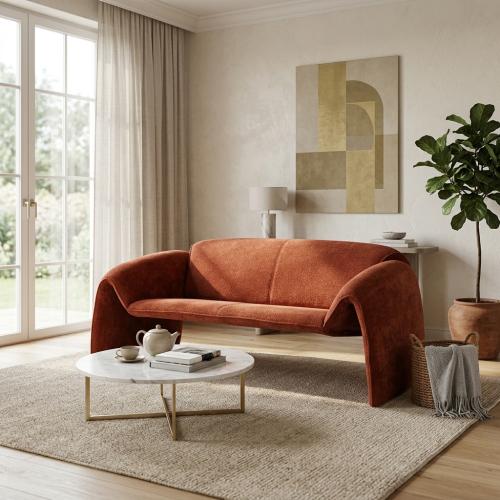 Luxurious sleek design two-seater velvet sofa - or...