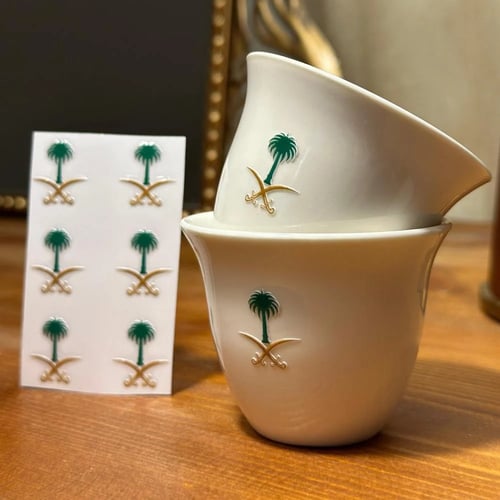 12 حبة فناجيل قهوة سعودية بطباعة UV حسب الطلب