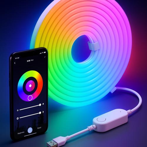 شريط إضاءة النيون USB 5 فولت LED قطاع RGB النيون 3...