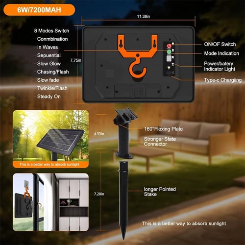 24 فولت ضوء النيون الشمسية 10 متر