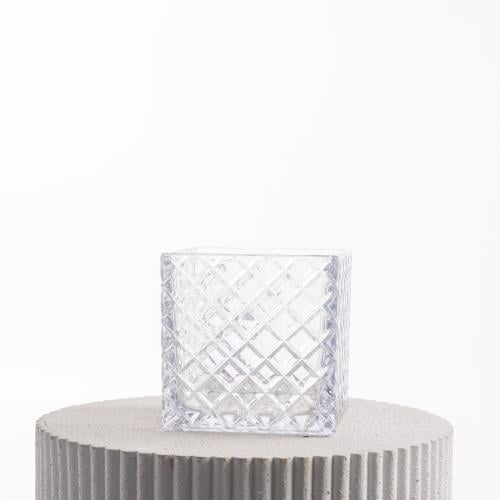 فازة زجاجية منقوشة مربع 15*15