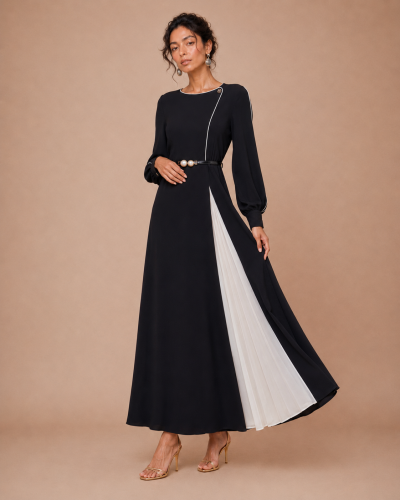 Black Dress with Pleated Accents