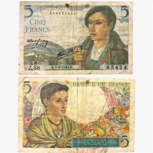 عملة فرنسا 1943م فترة الحرب العالمية الثانية بتصمي...