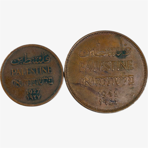 قطعتين من عملات فلسطين 1927-1941م