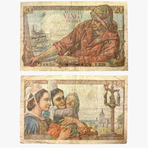 عملة فرنسا 1949م بتصميم جميل اشبه باللوح الفنية