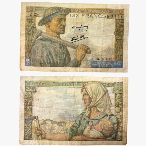 عملة فرنسا 1942م بتصميم جميل اشبه باللوح الفنية