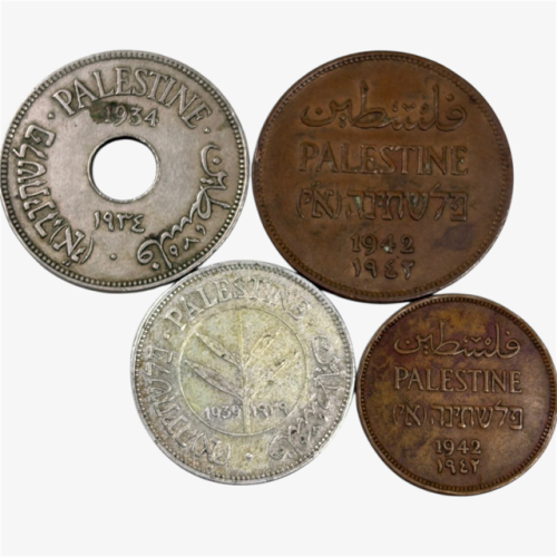 4 قطع من عملات فلسطين 1934-1942م