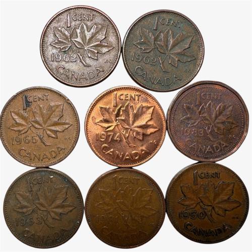 8 قطع من عملات كندا 1950-1983م