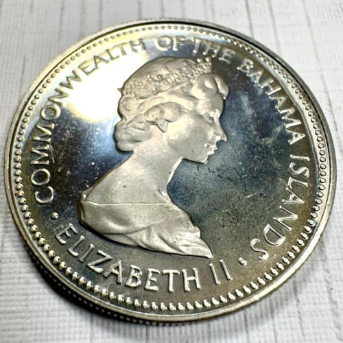 بروف عملة جزر الباهاما 1973م تحمل صورة اليزابيث وا...