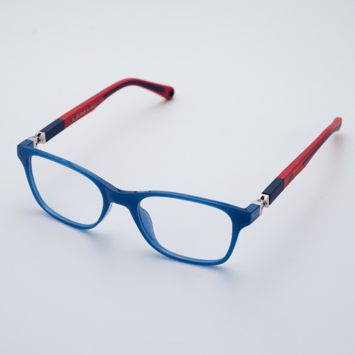 نظارة طبية للأطفال بإطار أزرق وأطراف حمراء