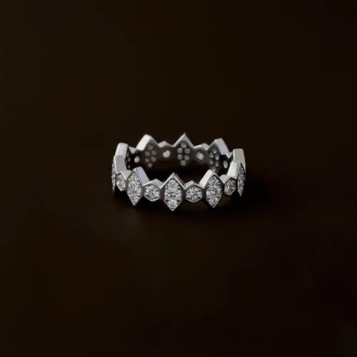 Silver ring with geometric shapes
