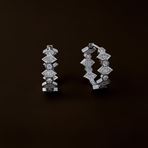 Silver earrings with geometric shapes
