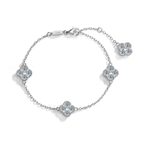 Silver bracelet pure flower