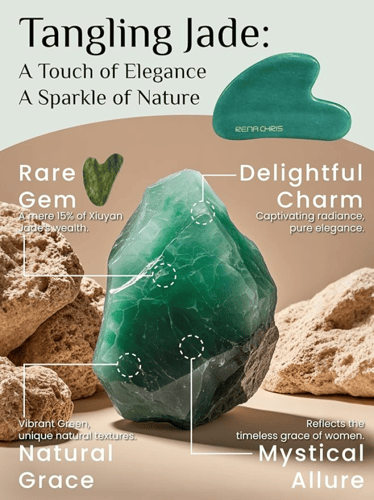 Rena Chris Gua Sha Facial Tools, Natural Jade Guas...