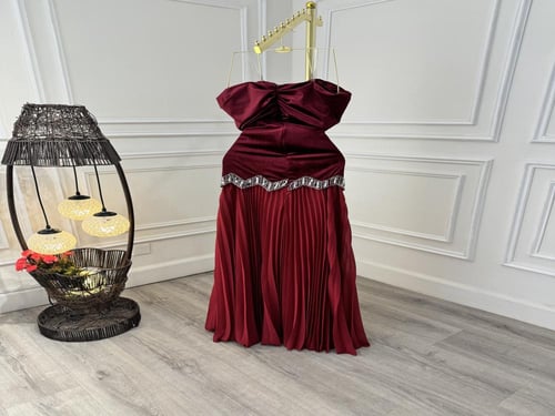 فستان مخمل بشيفون بليسيه