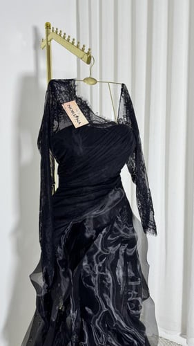 فستان بالدانتيل الناعم وتداخيل الأورجنزا