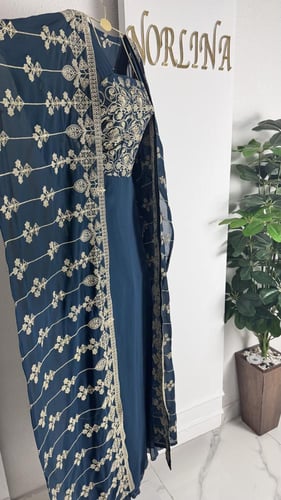 جلابية مطرزه كمبيوتر بلون بترولي