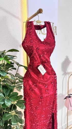 فستان سهره أنيق بقماش ترتر لامع