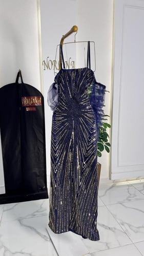 فستان سهره كحلي بقصه مميزه وانيقه