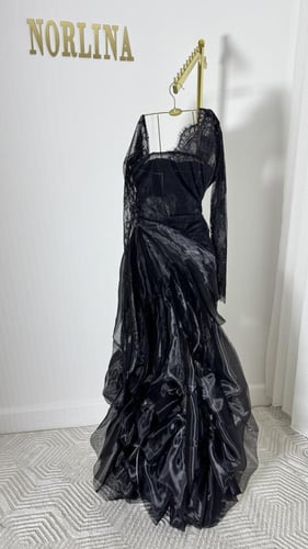 فستان بالدانتيل الناعم وتداخيل الأورجنزا