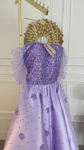 فستان موف بتطريز لولو فخم