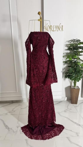 فستان سهره عودي بشك خرز كامل