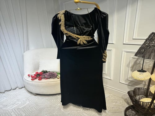 فستان مخمل شك ذهبي راقي