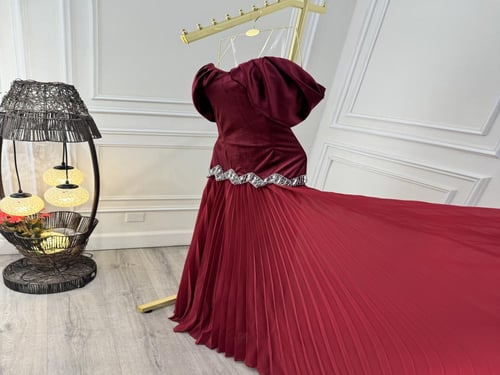 فستان مخمل بشيفون بليسيه