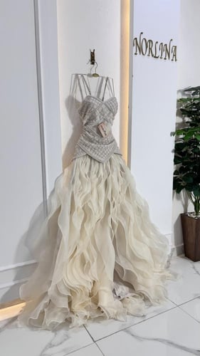 فستان الجمال بالشك اليدوي والطبقات الاورجنزا