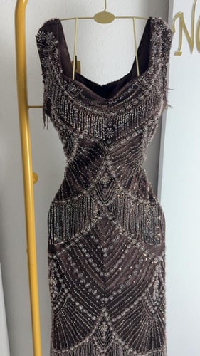 فستان الفخامه بالهدب والخرز الفاخر