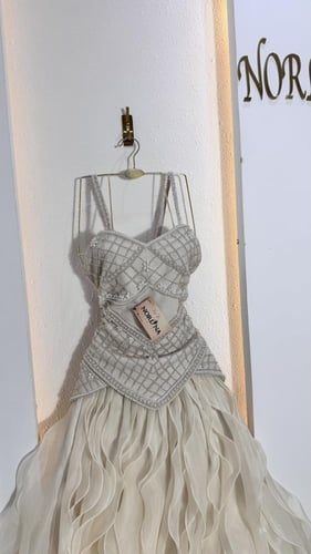 فستان الجمال بالشك اليدوي والطبقات الاورجنزا