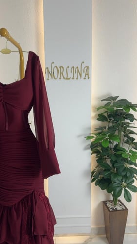 فستان شيفون بتصميم بلوزه وتنوره