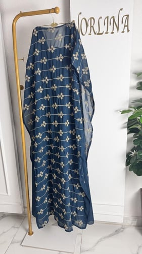 جلابية مطرزه كمبيوتر بلون بترولي