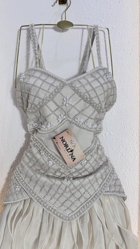 فستان الجمال بالشك اليدوي والطبقات الاورجنزا