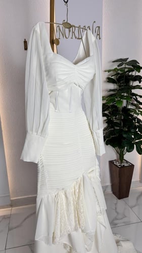 فستان شيفون بتصميم بلوزه وتنوره