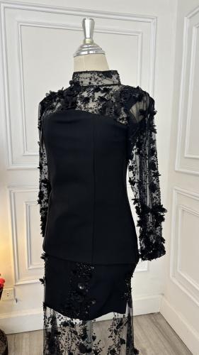 فستان اسود بترتر ورد سهره